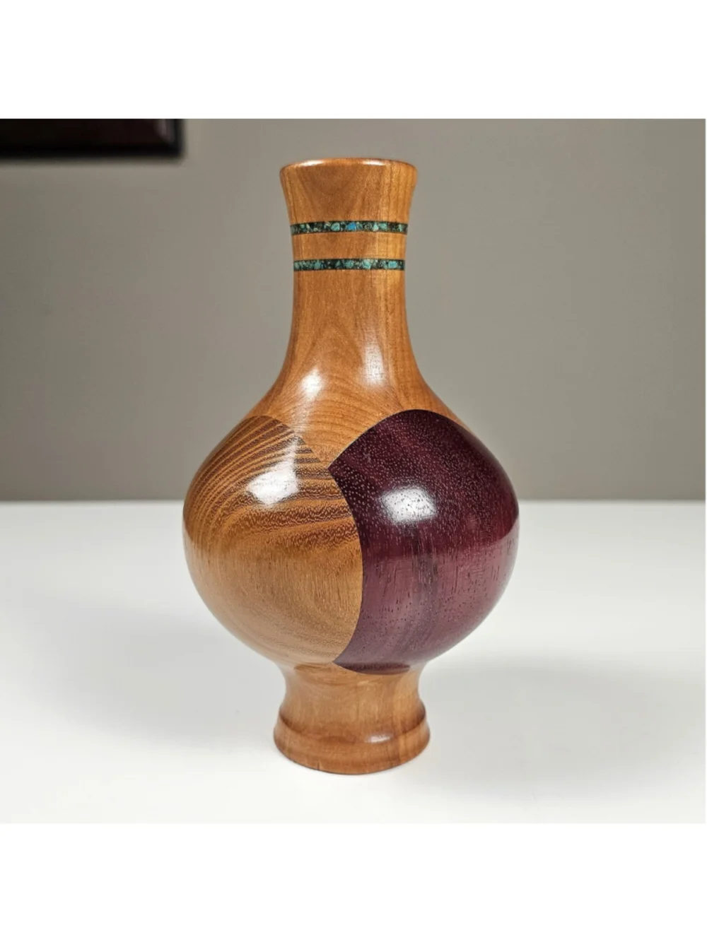 Hand Turned Segmented Wood Vase 6.5